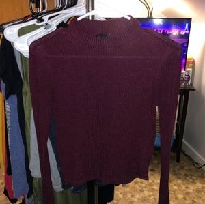 Maroon rib knit sweater